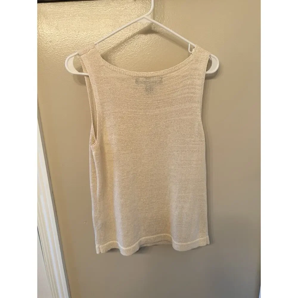Josephine Chaus Womens Beige Knit Tank Top Large Sleeveless Lightweight Sweater